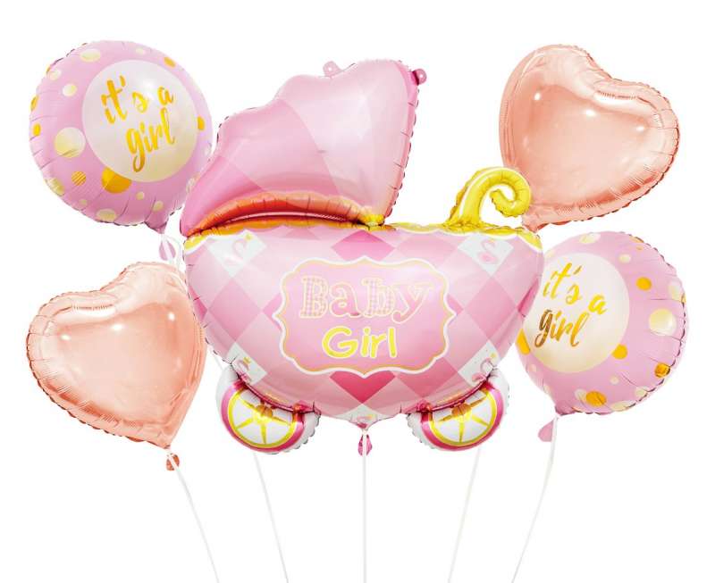 Набор фольгированных шаров Baby Carriage set, Розовый, 5 шт.