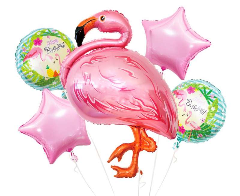 Набор фольгированных шаров Фламинго / 5 шт.