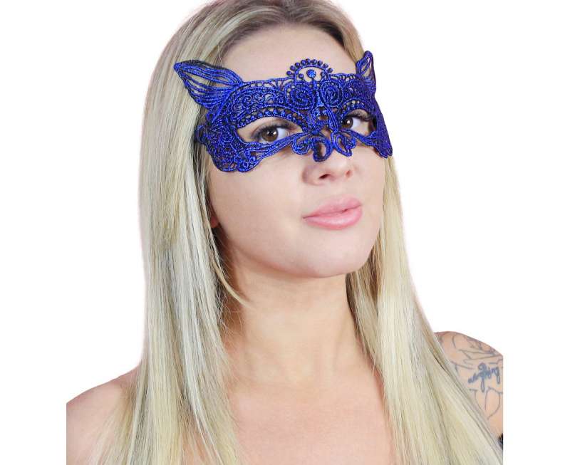 Кружевная маска Синяя кошка 