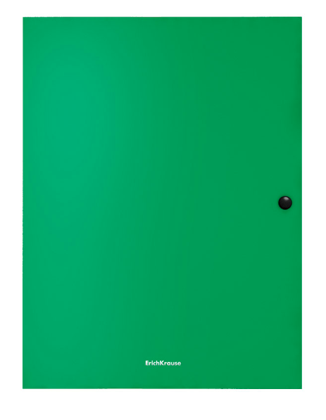 Папка на кнопке пластиковая ErichKrause Classic, с 3 клапанами, 8мм, A4, зеленый