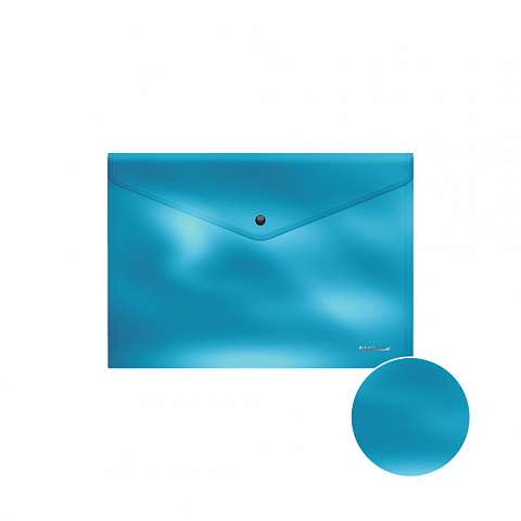 Папка-конверт на кнопке пластиковая ErichKrause Glossy Ice Metallic, непрозрачная, B5, ассорти 