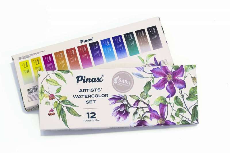 Набор акварели Pinax+SABA 12цветов в тубах 15мл