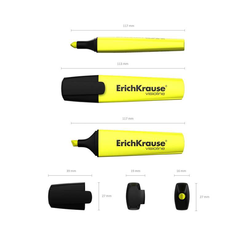 Текстмаркер ErichKrause Visioline V-12, цвет чернил желтый