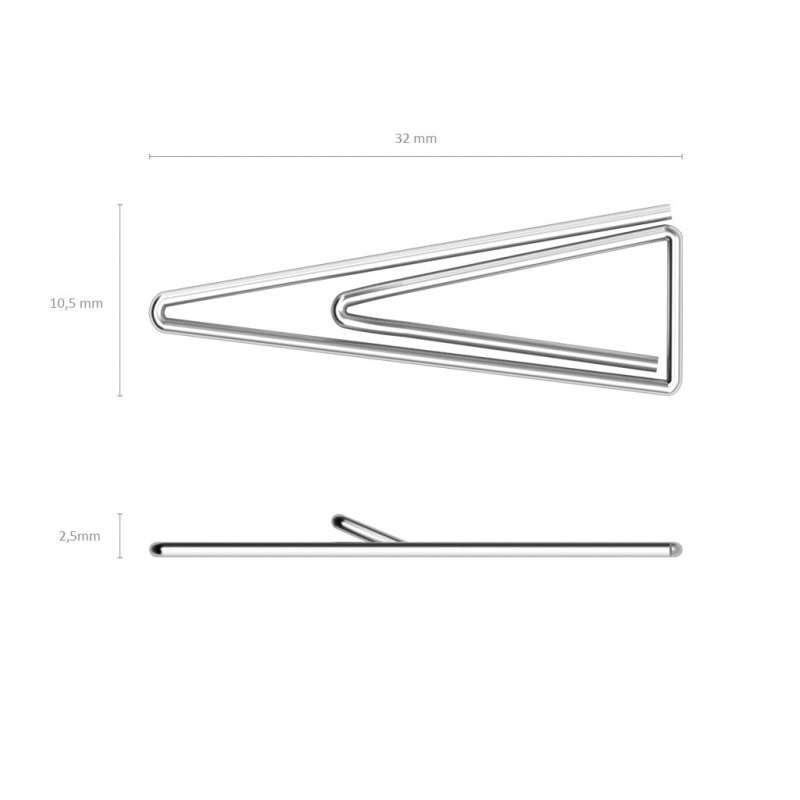 Скрепки металлические никелированные ErichKrause треугольные, 32мм