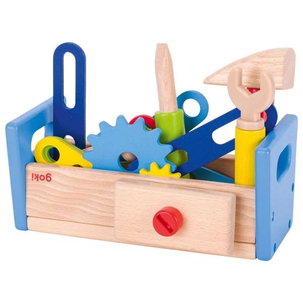 Верстак игрушечный, переносной ящик, инструменты GOKI, 40 деталей